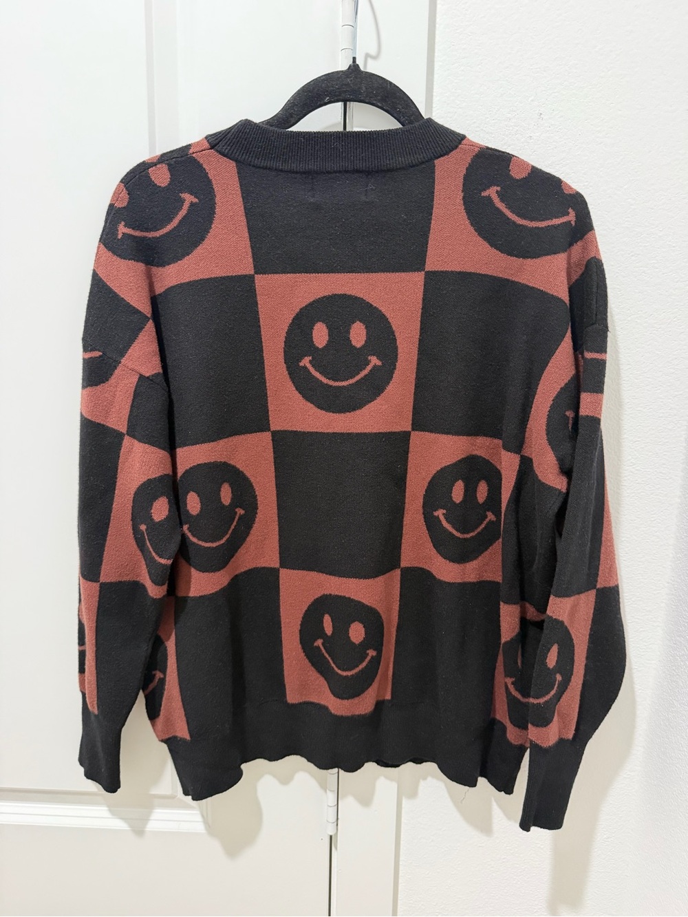 ☻✨Dressed In LALA Happy Face Pullover in Brown & Black Checkered Print ☻✨ - Picture 3 of 5